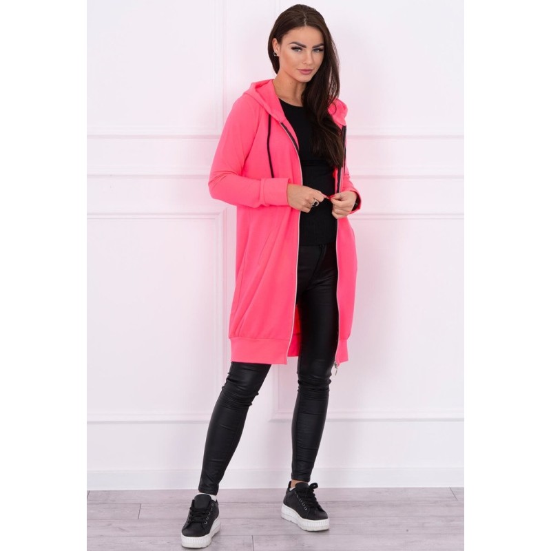 Cardigan roz neon dama cu fermoar bumbac Cardigan roz neon dama cu fermoar bumbac